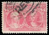 393 o $4 Crimson Lake, 244, HC, some small faults, nearly Very Fine centering $1,050.