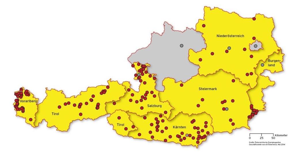 e5 Coverage and Success in Austria (2016) Programme runs in 7 out of 9 provinces 194 e5 municipalities &