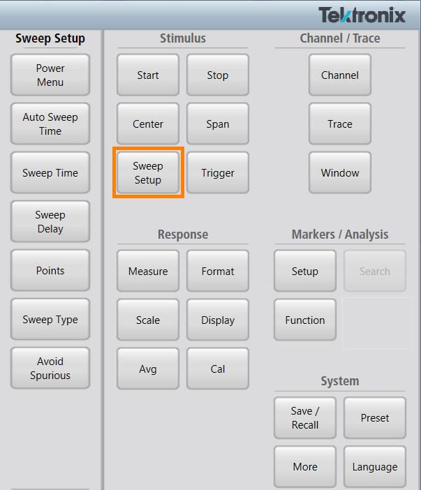 Get started with the VNA Instrument status bar When you select an operation in an option group, any submenu it contains becomes the active menu.