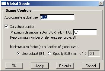 16. In the toolbox area click on the Seed Part icon a. Set the approximate global size to 0.25 17.