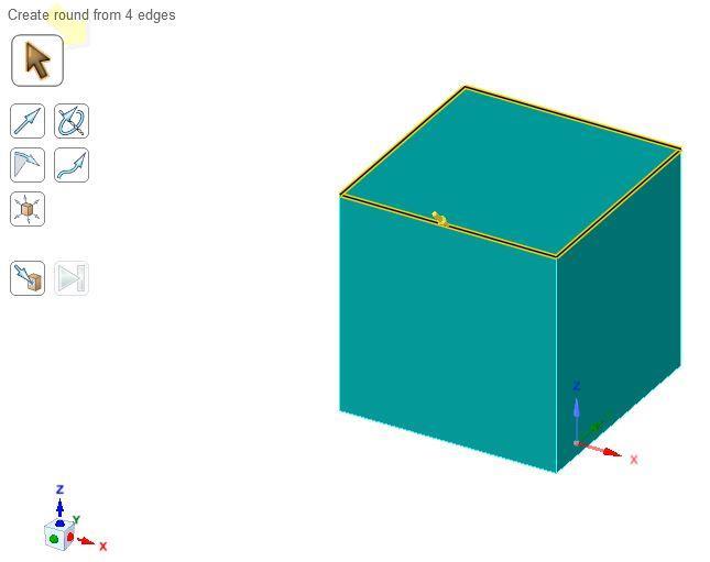 Fig. 6-5 Select the edges You can zoom in and out and rotate the cube using the middle mouse wheel, to increase the ease of edge selection.
