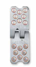 7 Fasteners Flexco R8 Eight-rivet pattern designed for use on mainline and panel belts with mechanical fastener ratings up to 1500 P.I.W. (263 kn/m).