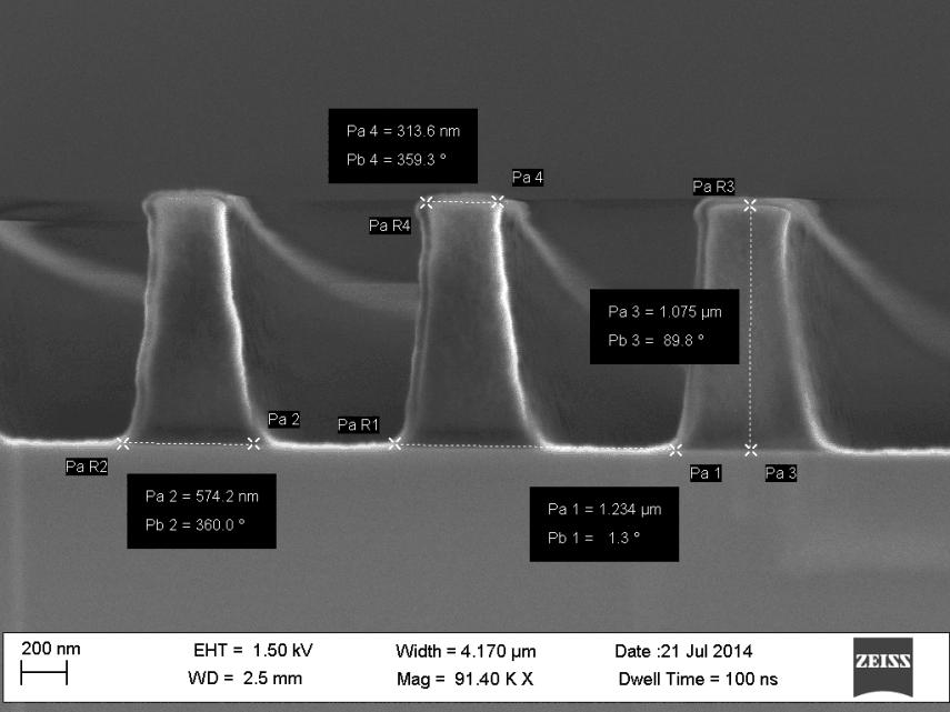 C. SEM Images Following the entire photolithography process, we