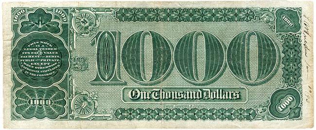 $1000 Grand Watermelon Note, 1890 The front, or obverse, features a portrait of Union General George Meade and was engraved by Charles Burt, 19th century engraver