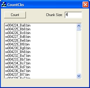 13.4.2. Counting the number of chunks in a chunk library A copy of executable program CountCks.exe is present in each of the library folders.