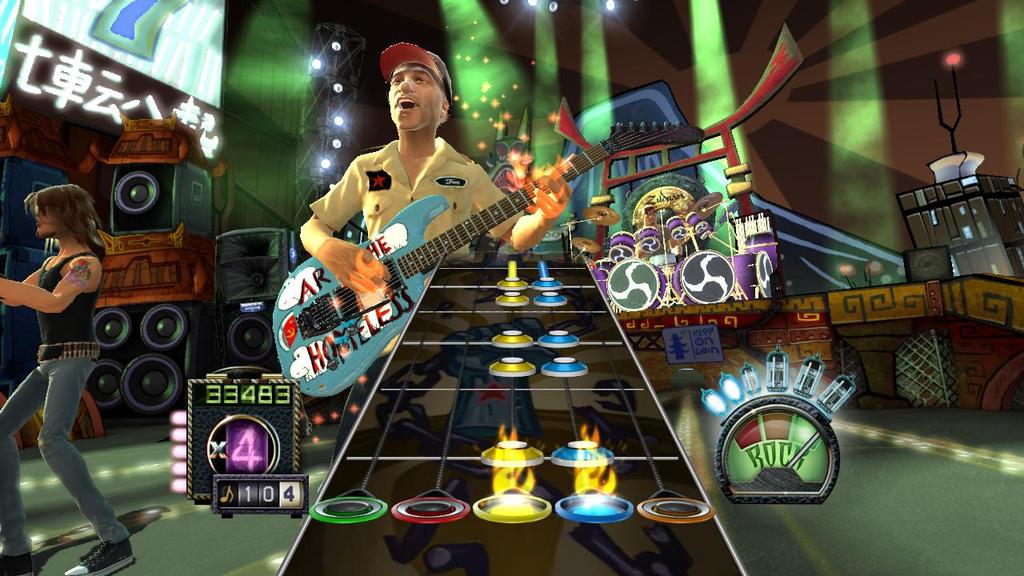 Joonis 1. Guitar Hero III: Legends of Rock ekraaniasetus 1.1.2 Rock Band seeria Guitar Hero pealt üle läinud Harmonix tutvustas 2007. aastal maailmale uut muusikamängu nimega Rock Band.