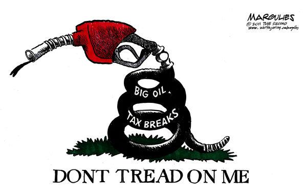 9. Creator: Jimmy Margulies Title: Big Oil Tax Break Publication: The Record of Hackensack, NJ Publication Date: May 11, 2011 Description: As gas prices continued to rise in the 2000s, many