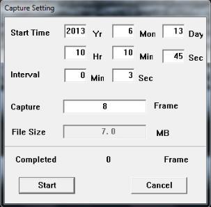 Continuous shooting of still picture You could use this function to shoot still pictures continually. Click to display window (Setting menu) as an image below.