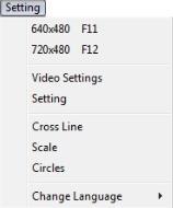 Two kinds of resolution of saved pics Changing options of display (see page 22) Mainly changes the measurement functions settings Shows scale and circle.