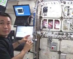 The image on the left shows astronaut Koichi Wakata, discussing one of the Mission Discovery experiments on Channel 4 s A Week in Space programme.