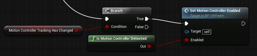 Monitoring motion controller presence in system (BP_VRPawn) VR_Pawn class constntly monitors Motion Contoller presence in system and enables/disables Motion Controller in game depending on current
