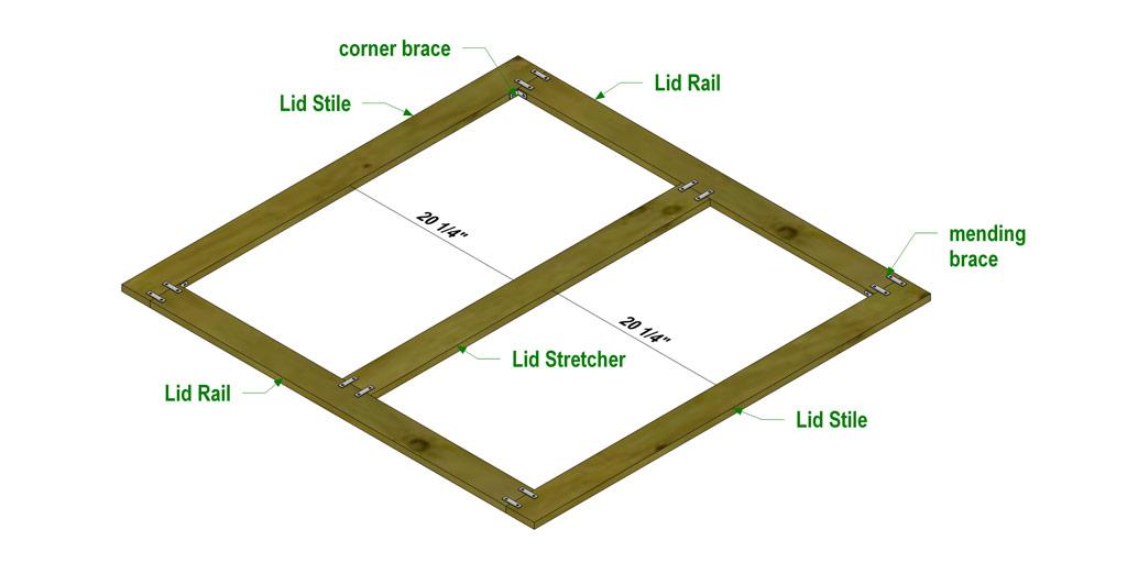 Figure 14 Position the Lid Rails, Lid Stretcher, and Lid Stiles as shown in Figure 14.