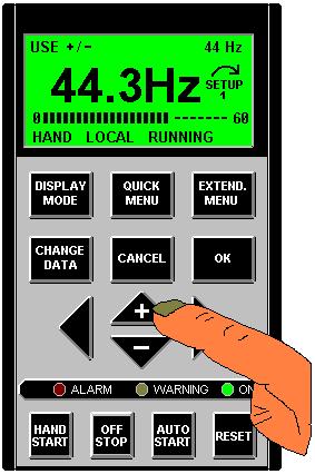 Function #2 Change Speed The VFD must be able to Change the Reference, Hz. The Reference could also be temperature or PSI if a transmitter were attached to the VFD.