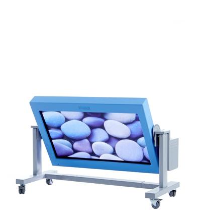 Like the Visilift the Visilift+ has two powered columns which raise and lower the touch sensitive LED screen but has the added benefit that the screen can be rotated to any angle from horizontal to