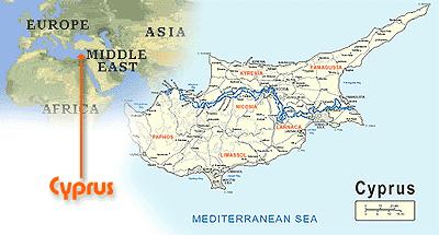 Locations - Cyprus Island, near Turkey and Syria, was