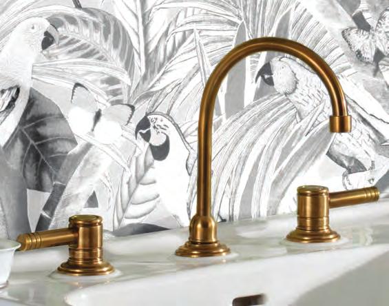 Art Deco era. Shown in New French Weathered Brass (47). 3601.57 Monarque Single-Hole Basin Mixer.
