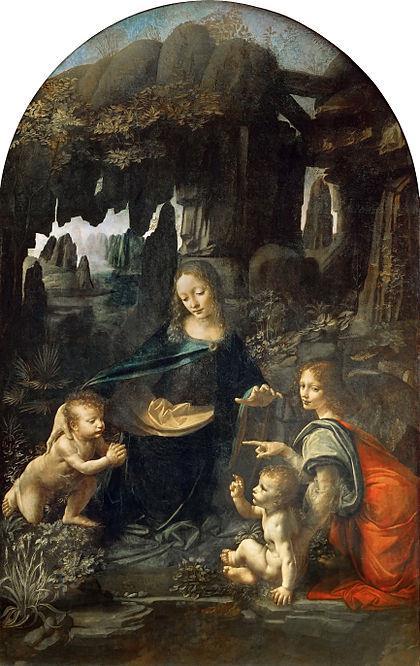 The Madonna of the Rocks This is the title of both of these paintings by Leonardo da Vinci.