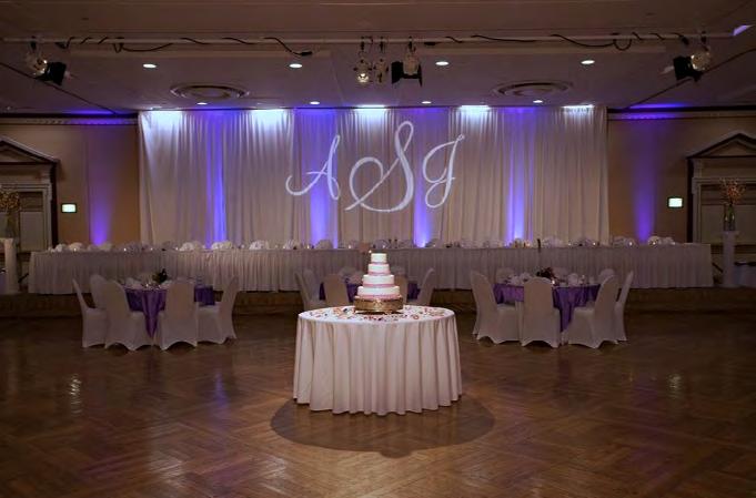 A monogram light and design creates a high impact focal point to the room providing the perfect backdrop showing off all the beautiful work you ve put into the decor of your event.