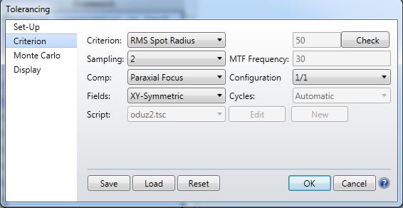 more accurate) Select the Criteria: RMS Spot Radius Set the