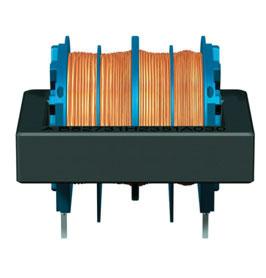 8 A / +40 C Construction Current-compensated double choke Closed rectangular ferrite core Closed plastic coil former (UL 94 V-0) 1) Without encapsulation 2-section winding Clearance and creepage