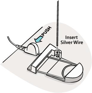HOW TO USE THE IONIC~COLLOIDAL SILVER FUNCTION HOW TO ASSEMBLE THE SILVER WIRE HOLDER OPTION 1. The Silver Wires fit into the two small holes in the Silver Wire Holder. 2.