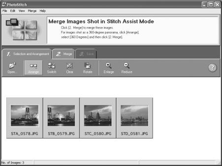 Merging Panoramic Images PhotoStitch You can create a wide panoramic image by merging images of a scene shot separately.