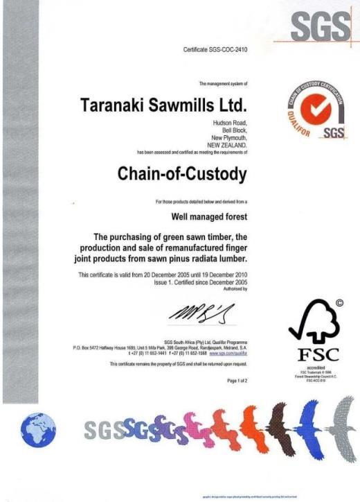 Fibre Selection FSC ; Environmental Certification TSM has Chain-of