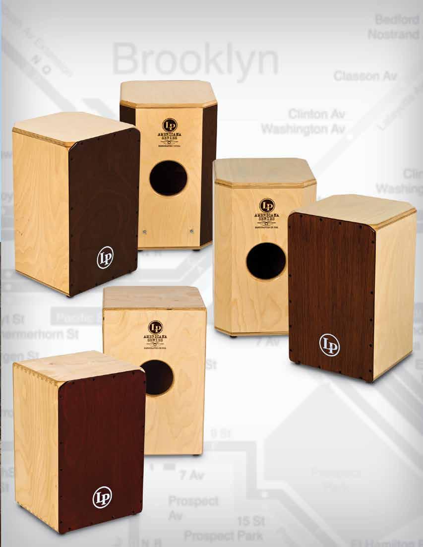 LP AMERICANA SERIES CAJONS Made entirely in the USA, LP's Americana Series of Cajons are constructed using hand-selected, 11-ply, plantation grown Baltic Birch, which is highly durable and incredibly