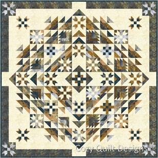 From Daniela Stout, this warm, inviting design comes together quickly by using strip sets to make the six different block
