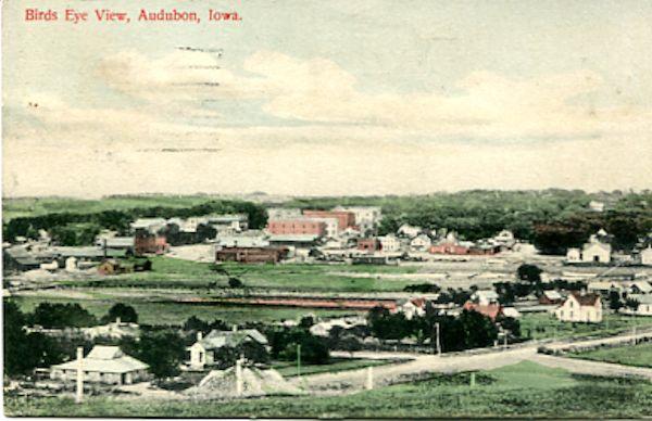 BEGINNING OF AUDUBON, IOWA Figure 1 - Postcard dated 1911 Geographically, Audubon is situated on the southwest quarter of Section 21, township 80, range 35 west.