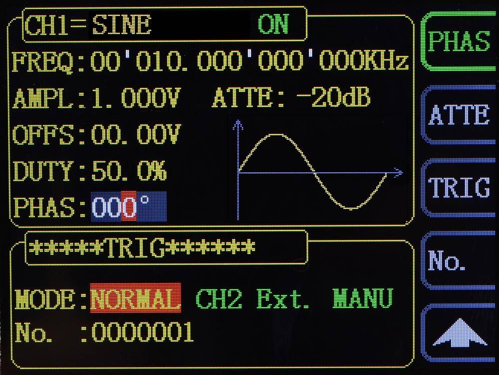 Set Phase FeelTech The setting range of phase is from 0 to 359 and the default is 0 The start phase displayed on the screen is the default value or the phase previously set.