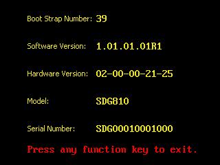 2.13. Edition Information Press the EditInfo option button of the Utility Menu to view the generator s hardware and software configuration.