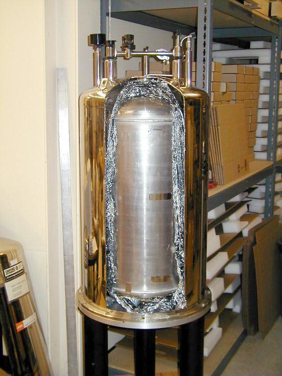 Vacuum chamber The aluminized Mylar insulation reflects the