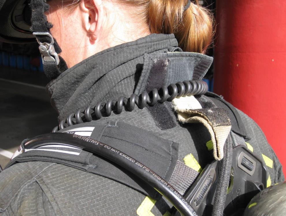 Wearing the cord over the shoulder and around the collar is another bad practice because it subjects the cord to thermal assault.