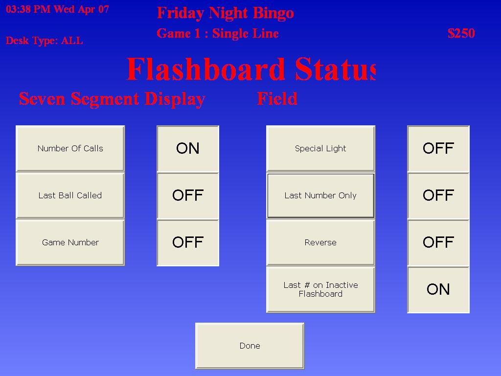 Flashboard Settings This is the Flashboard Settings screen. It allows you to adjust the way the flashboard displays information in the current game.