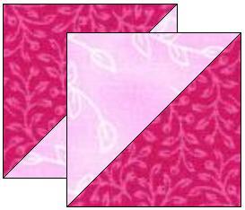 OR, if you are using all the same fabrics for your two colors, you can make your triangle squares this way. Draw a grid of squares on your fabric. Use 5 inch squares which are easier to mark.