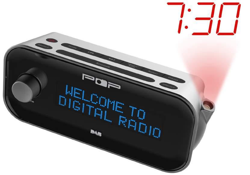 projection Clock radio with DAB+ and FM Line in 2 x alarm,