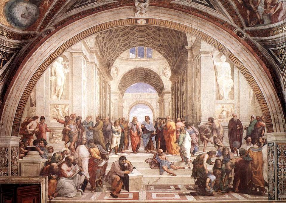 Raphael s greatest painting was School of Athens which blended Classical figures from Greece & Rome with