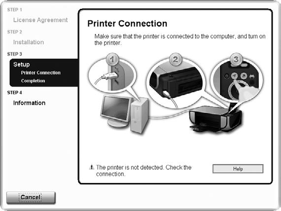 Cannot Install the MP Drivers Cause Unable to proceed beyond the Printer Connection screen.