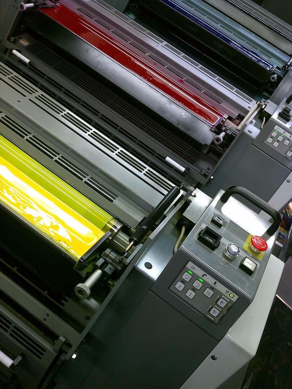Offset Printing: this printing process utilizes etched metal plates that apply