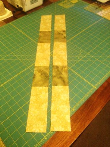To begin, match the units that need to be sewn, layer the units right sides together, and stitch along the edge to be sewn.