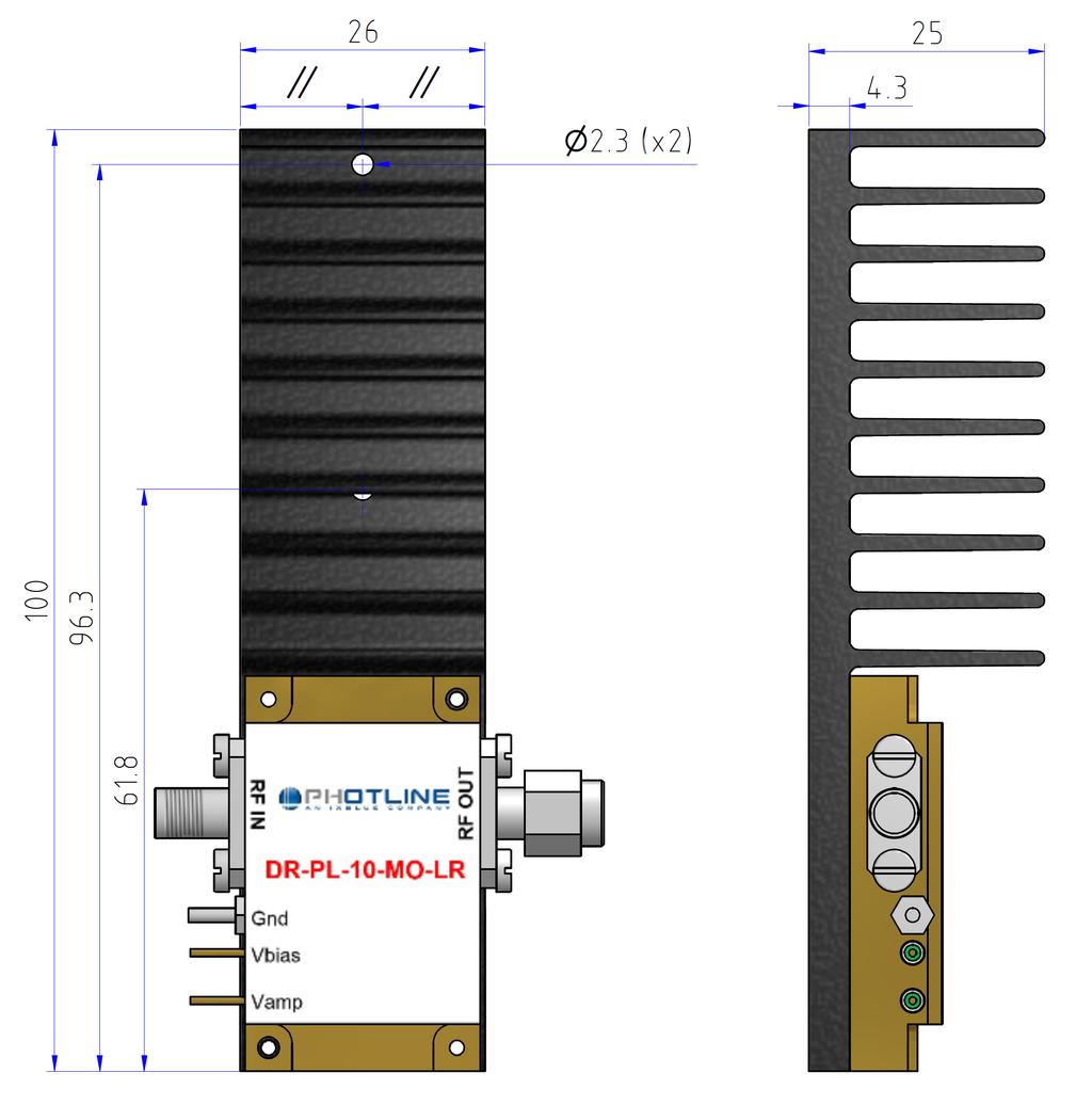 Mechanical Diagram And Pinout With HS-HO1 Heatsink All measurements in mm 09_2015_PT_SP_ED0 About us ixblue Photonics includes ixblue ixfiber brand that produces specialty optical fibers and Bragg