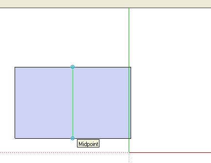 Click on the pencil line tool and hover to find the midpoint of each half.