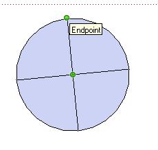 Page5 Hover your mouse around the outside edge until you find an endpoint then click. Find the endpoint on the exact other side and click. Repeat until you have divided the circle into 4 equal parts.