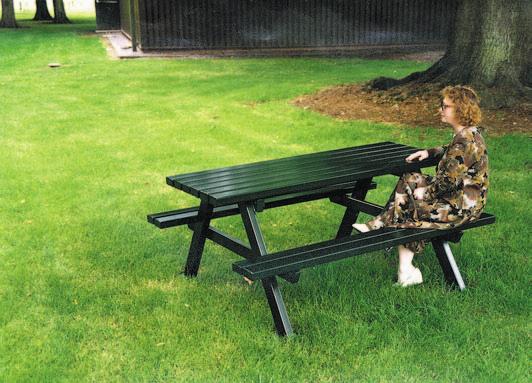 A disabled access (DA) version is available with the table boards extended on one end by 200mm, for a small additional cost. Acrylic Coating in dark green 14C40 as standard.