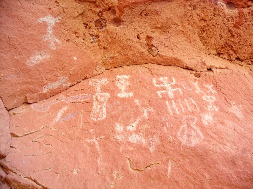 A Pictograph panel also with graffiti.