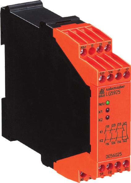 Safety Technique SAFEMASTER Emergency Stop Module LG 5925 072 Functi Diagram push butt O emergency-stop According to - Performance Level (PL) e and category 4 to E ISO 849-1 2008 - SIL Claimed Level
