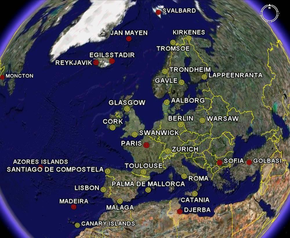 EGNOS RIMS Location EGNOS Satellite Footprints RIMS Ranging &