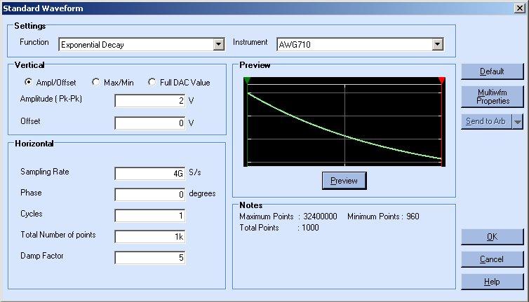 How to... Exponential Decay Wave File> Standard Waveform To create a standard waveform select File> Standard Waveform.