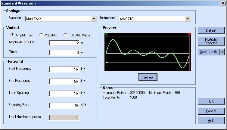 How to... Multi-Tone Wave File> Standard Waveform To create a standard waveform select File> Standard Waveform.